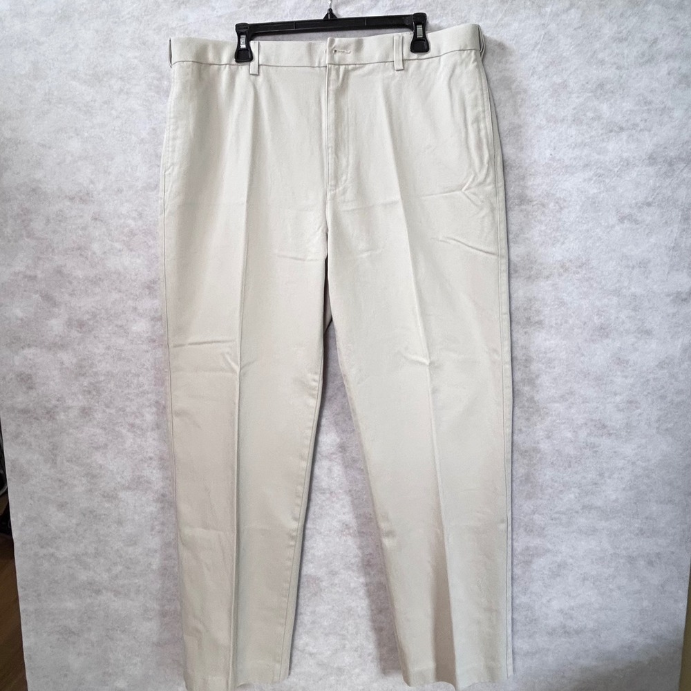 Savane Mens 38x32‎ Beige Cotton Comfort Waist Dress Pants